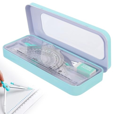 Androxeda 1 Mathematik Geometrie Sets, Zirkel und Lineal Set, Präzisions-Zeichenwerkzeuge für Schule, Büro, Technisches Zeichnen, Architektur, MINT-Lernen
