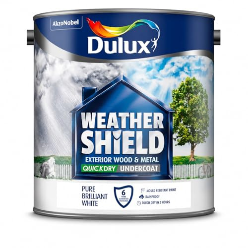 Pure Brilliant White Weathershield Quick Dry Undercoat Paint 2.5L | Exterior Wood and Metal Undercoat | Fast Drying Base Coat for Gloss Satin and Exterior Top Coats | Durable Outdoor Paint Preparation