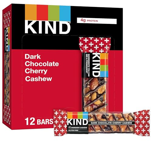 KIND PLUS, Dark Chocolate Cherry Cashew + Antioxidants, Gluten Free Bars (Pack of 12)