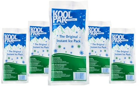 Koolpak Original Instant Ice Packs - 12x29cm Cold Therapy Packs for Injuries & Pain Relief - Quick Squeeze Activation, Single Use - Stays Cold for Up to 40 Minutes - First Aid Essential (20 Pack)