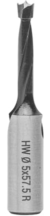 ENT 22121 Dübelbohrer HW, Schaft (S) 10 mm, Durchmesser (D) 5 mm, NL 27 mm, SL 27 mm, L 57,5 mm, Rechts