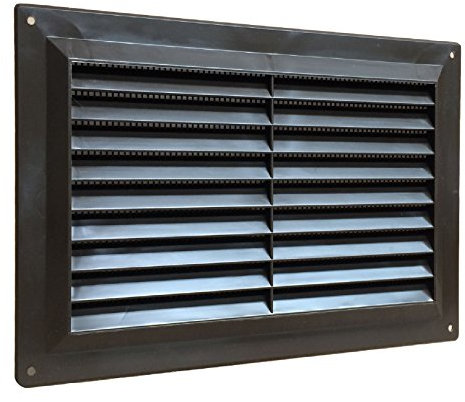 9 x 6 Brown Plastic Louvre Air Vent Grille with Flyscreen Cover