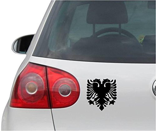 INDIGOS UG Aufkleber - Autoaufkleber - JDM - Die Cut - Albania Decal Albanian Auto Laptop Window Vinyl - Folie Sticker - schwarz - 88mm x63mm