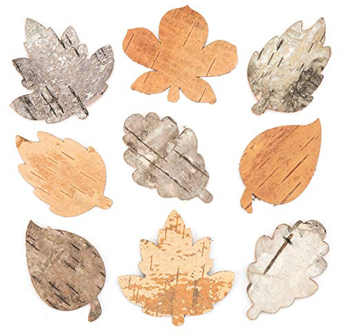 Baker Ross AV887 Real Bark Leaves — Leaf-Shaped Creative Art Supplies for Kids, Crafts and Decorations (Pack of 30)