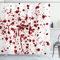 ABAKUHAUS Blutig Duschvorhang, Blutspritzer Scary, Stoffliches Gewebe Badezimmerdekorationsset mit Haken, 175 x 200 cm, Weiß Rot