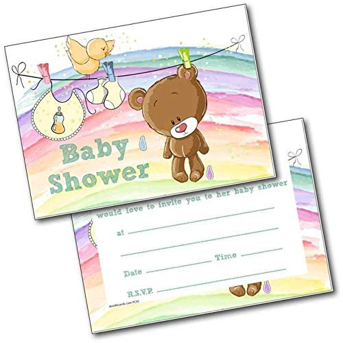 doodlecards Baby Shower Invitations Baby Clothes Generic Unisex Pack of 20 Invites and Envelopes & Envs. Printed in UK, Premium Quality & 100% Recyclable.