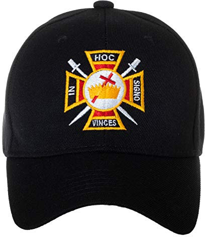 In Hoc Signo Baseballkappe Vinces Tempelritter Freimaurer bestickt schwarz verstellbar, Einfarbig, Einheitsgröße