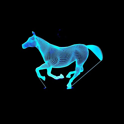 Xdorra kleine Pferdelampe, 3D Acryl 7 Farben LED Pferd Nachtlicht Pferd Schlafzimmer Dekor für Mädchen Jungen, Acryl Einhorn Cowboy Geschenk Schlafzimmer Dekor für Kinder
