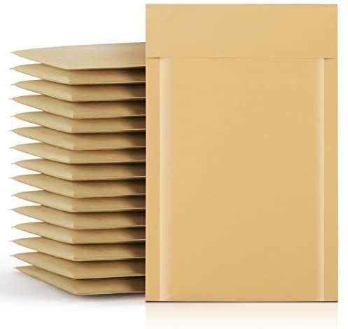 Fuxury Luftpolsterumschläge aus Kraftpapier, 10,2 x 20,3 cm, 50 Stück, starke Haftung, selbstklebende Luftpolsterumschläge, wasserdicht, gepolsterte Luftpolster-Versandtaschen, Verpackung für kleine