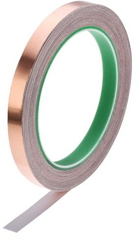 sourcing map Kupferklebeband 10mm x 20m (B*L), Kupferband Selbstklebend Kupfer Klebeband, 0.06mm Dicke Doppelleiter Kupferfolienband für EMI RFI EMF Abschirmung Schneckenfalle