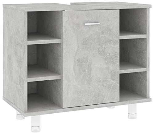 vidaXL Badezimmerschrank Unterschrank Badschrank Waschbeckenunterschrank Waschtischunterschrank Badmöbel Betongrau 60x32x53,5cm Holzwerkstoff