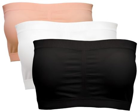 Alleen Damen Trägerloser BH Gepolster Atmungsaktiv Stretch Bra BH Ohne Träger Nahtlos Bandeau Top (XL, Mehrfarbig1)