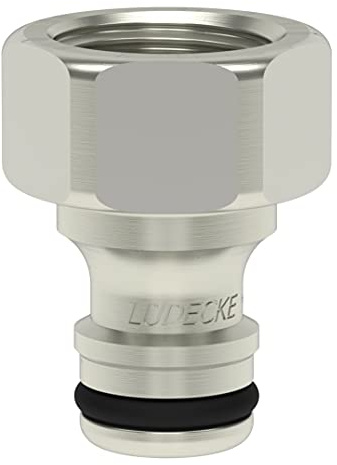 Lüdecke G 1/2 Zoll Innengewinde DN 9 Wpn 12 NI Stecknippel Wasserschlauch, Messing vernickelt
