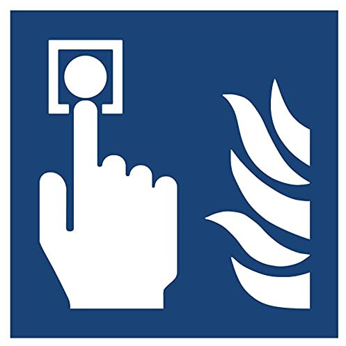 Aufkleber Brandschutzzeichen Brandmelder Symbol Schild Folie selbstklebend nach ISO 7010 | 5-40cm Made in Germany, Größe: 15x15cm