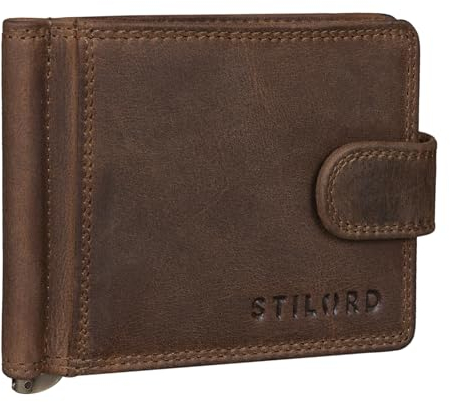 STILORD 'Lino' Portefeuille Homme avec Pince à Billets Cuir Pochette RFID Porte-Monnaie avec Protection NFC Étui Bourse Porte Carte de Crédit en Cuir Véritable, Couleur:Marron Moyen