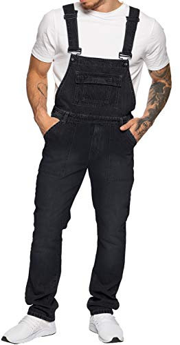 989Zé ENZO Mens Denim Blue Dungarees Work Fashion Dungaree Casual Overalls Jeans 30-50 Waist Sizes (38, Black)