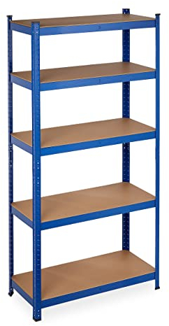 Relaxdays 2 x Schwerlastregal, Traglast 875 kg, 5 MDF Ebenen, zum Stecken, Keller, Garage, Stahl, HxBxT: 180 x 90 x 40 cm, blau