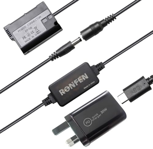 RONFEN EP-5B Connecteur d'alimentation coupleur CC EN-EL15 EN-EL15a batterie simulée USB-C Câble adaptateur PD Kit de remplacement EP-5B + EH-5 Adaptateur secteur AC pour Nikon Z8 Z7 Z6 II Z5 D500