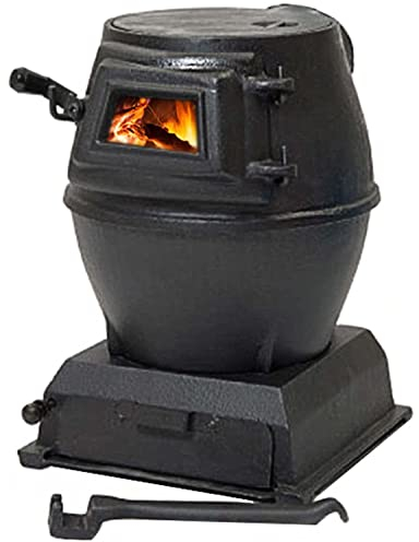 JIADUOFU Cast Iron Camping Stove, Portable Compact Tent Heater, Small Wood Burner with Glass Viewing Window, for Hunting, Fishing, Cooking, Grilling, Kettle Water Etc.