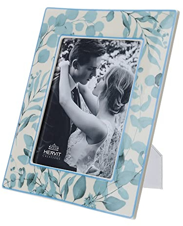 Hervit Cornice Portafoto Porcellana Bianca Botanic Autoportante Formato Foto 13x18cm - Scatola Regalo - Cornice per Foto Arredo Casa con Fotografie - Bomboniera - Regalo - 2 Misure 2 Colori 22x27cm