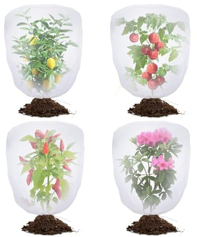 Bird Netting for Garden Protection - 4 Pack Garden Netting Pest Barrier with Drawstring,Mosquito Net Tomato Protective Cover Garden Plant Netting for Blueberry Bushes (4.9 Ft x 4 Ft/4 Pack)