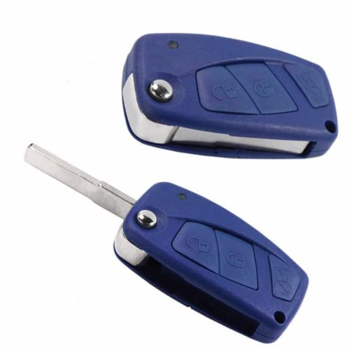 TEKLIGHT Cover Guscio BLU/NERO 3 Tasti Chiave per Telecomando Compatibile Fiat Grande Punto Evo Panda Bravo Stilo 500 L Lancia Y Musa + Logo non originale vano Batteria sul retro della chiave