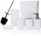 JOTOM 6 Pieces Bathroom Accessory Set Luxury Plastic Bathroom Accessories Set Trash Can Toilet Brush Set Toothbrush Holder Tumbler Soap Dish Soap Dispenser Bath Set Gift (White)