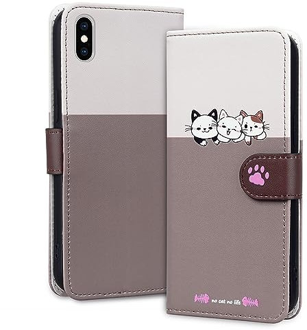 Tiyoo Lovely & Cute Flip Wallet Phone Case for iphone 11Pro Max with Cartoon Cat&Dog Pattern,Premium Magnetic PU+TPU Leather for high protection Phone Cover for iphone 11 Pro Max(Pale Gray)