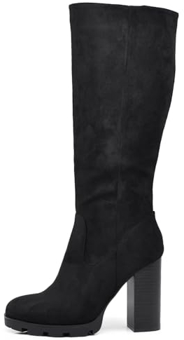 IF Fashion Scarpe da Donna Stivali Camperos Polpaccio Con Tacco Alto Grosso Platform Camoscio 672 nero N.40
