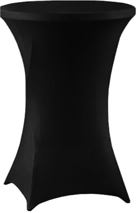 meioro Stretch Stehtischhusse Ø 80cm Polyester Enge Tischdecke, Abwaschbar Rund Husse, Faltenresistente Hussen mit Verstärkung im Fußbereich Geeignet für Stehtisch Bistrotisch (Schwarz,80Dx110H cm)