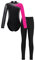 iEFiEL Mädchen Turnanzug Langarm Glitzer Gymnastik Kleidung Set Ballett Trikot Langarmbody mit Lange Hose Kinder Gymnastikanzug Zc Hell Rosa + Schwarz 158-164