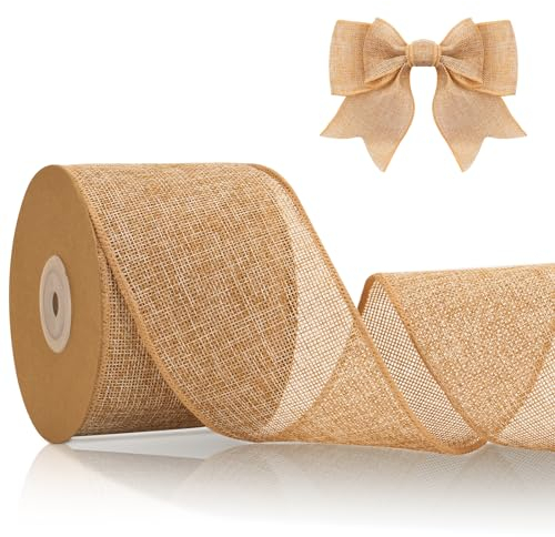 JijAcraft Ruban de Jute 6 cm x 10 m - Cadeau Vintage en Toile de Jute, Décoratif Filaire pour Artisanat, Noeud, Décoration de Mariage, Couronne d'Automne