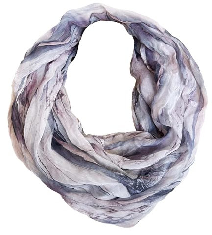 J26 Streifen Seide Glitzer Gold Fäden Sommer Frühling Loop Verlauf Regenbogen Rainbow Silk Uni Rundschal Schlauchschal Stola Schal leicht (Verlauf Grau)