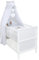 Generisch Baby Delux Babybett Komplett Set 9-TLG Kinderbett umbaubar zum Juniorbett 70x140 Matratze Jack Bettset Vollstoffhimmel (Sternchen weiß)