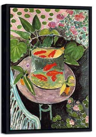 Wieco Art Framed Canvas Wall Art Goldfish by Henri Matisse Colorism Aesthetic Abstract Canvas Prints for Wall Decor and Home Office Decorations Black Frame