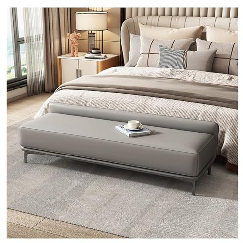 Sitzbank für Schlafzimmer Aufbewahrungsbank, moderne Eingangsbank, Bettbank, Ottomane, gepolsterte Leder-Schlafzimmerbänke for das Fußende des Bettes, getuftete Bank, Fußstützenhocker mit Metallbeinen