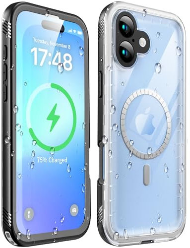 SOKUSIN for iPhone 16 Plus Waterproof Case Magnetic Shockproof - [Compatible with Magsafe] with Camera/Screen Lens Protector 360 Full Body Protective Heavy Duty Dustproof Tough 6.7 Black