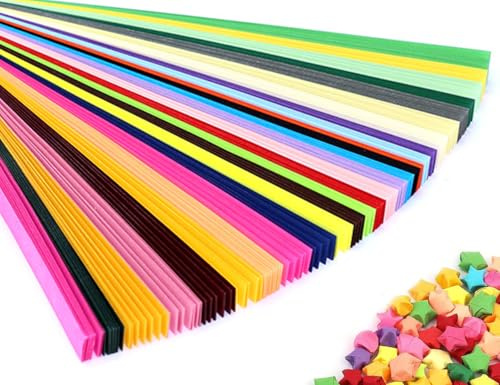 Lhbwhiz 540 strisce di strisce di carta per stelle di origami, carta per stelle per arti e mestieri, carta pieghevole per artigianato, adatta per l'artigianato a scuola (27 colori)