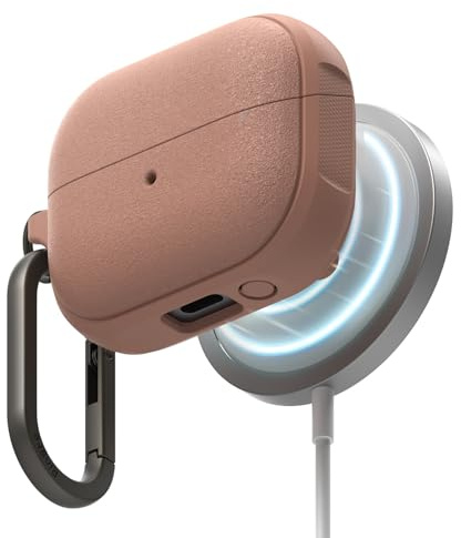 Ringke Onyx Magnetic für Samsung Galaxy Galaxy Buds 3 Pro / 3 / FE Hülle, [Kompatibel mit MagSafe] rutschfeste Stoßfeste Griffig Schutzhülle für Magnetisches Laden mit Karabiner - Constant Coral