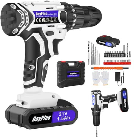 VickyHome Akkuschrauber 21V Akkuschrauber Klein, Akku Bohrschrauber Mit 1500mAh Akku, 45N.m Akku Bohrmaschine 2 Gang, 25+1 Drehmomentstufen, Led Licht, 29tlg Zubehöre Set