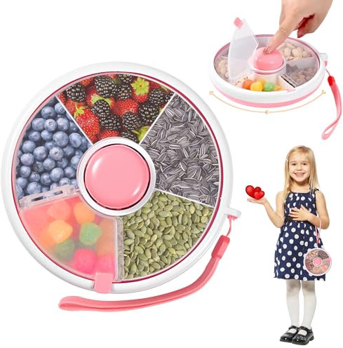 Snack Spinner Kinder Snackbox mit Fächern Rund Reusable Snack Organizer Snacks Melone Süßigkeiten Obst Organizer