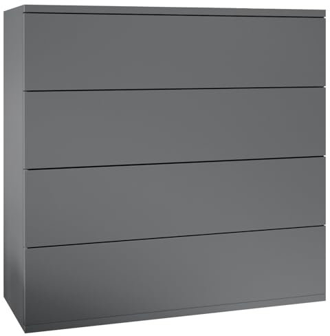 Vladon Kommode Pavos V3 hängend, Sideboard mit 4 Schubladen Anthrazit matt/Anthrazit matt (76 x 76 x 35 cm)