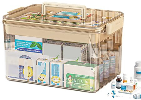 Penbinmall Grande boîte à médicaments, boîte de rangement pour médicaments, boîte à pharmacie à domicile, armoire à médicaments, organisateur de médicaments à la maison avec sûr et pratique,sarcelle