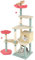 COSTWAY Cat Tree, 155cm Tall Cats Tower with Flower-Shaped Padded Perch, Jumping Platforms, Condo, Sisal Scratching Posts, Spring & Dangling Balls, Multi-level Kitty Activity Center for Indoor Cats