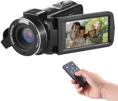 Andoer Videokamera Camcorder 1080P 30MP, 3,0-Zoll-IPS-Bildschirm Vlogging Kamera Recorder für YouTube, Digital Camcorder mit IR Nachtsicht, 18X Digitalzoom, 2 Batterien, Fernbedienung, Tragetasche