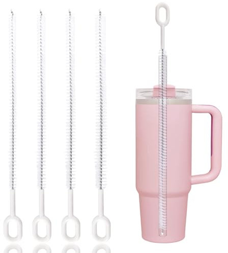 Lot de 4 brosses de nettoyage pour pailles Stanley - 6 mm, 8 mm, 10 mm, 12 mm - Pour différentes tailles de pailles - Grand manche