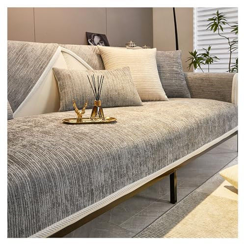 Couch Überzug Weiche Chenille für Sektionssofa: Sofa Schutzhülle für 1/2/3/4 Sitzer L Form Sofa Cover Universelle Rutschfeste Sofa Überzug Solide Strukturierte für Wohnzimmer(Light gray,70*70cm)