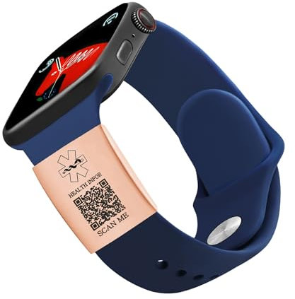 Zircobic Anpassbarer QR-Code Medizin-Notfall-Armband-Tag, Roségold Edelstahl, wasserdicht abnehmbarer Gesundheitsalarm-Platte, geeignet für den täglichen Gebrauch & Outdoor-Aktivitäten