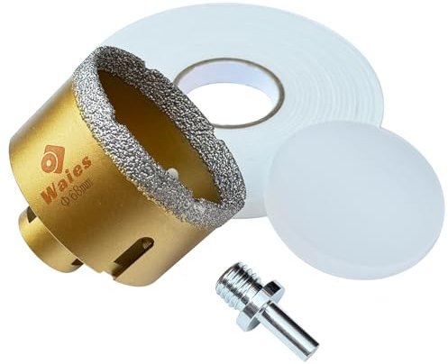 Waies Foret à sec diamant M14 pour carrelage - Scie cloche diamantée pour céramique, granit, porcelaine, carrelage, grès cérame, maçonnerie, marbre (82 mm)