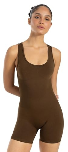 SMILODOX Jumpsuit Damen Doralia, kurzer Einteiler mit Racerback & Rückenausschnitt, enganliegende Passform, elastisches Material Overall, ideal für Fitness, Studio, Training & Alltag